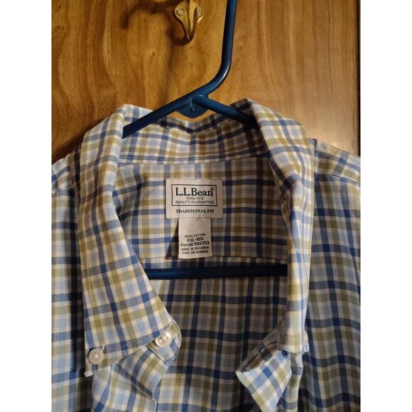 LL Bean Plaid Button Down Short Sleeve Shirt 100% - Men's 2XL - Picture 2 of 3